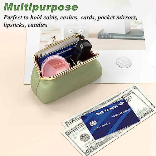 Coin Purse, Small PU Leather Change Purse, Coin Wallet with Clasp | Womens Leather Mini Wallet ID Credit Cards Cash Coin Holder Case Organizer Puse with Clasp - color: Green