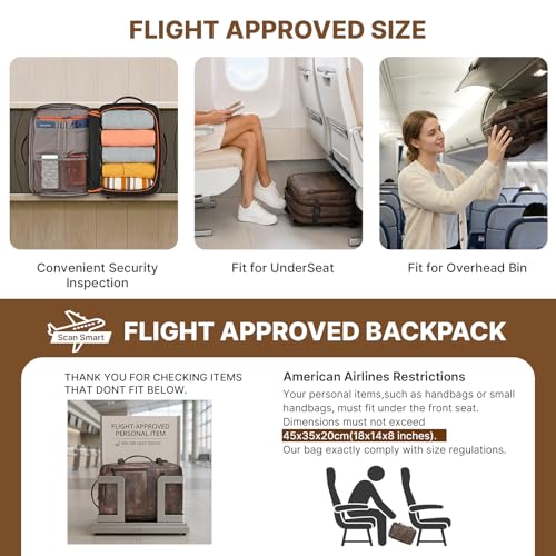 Travel Backpack for Men Women, Carry On Backpack Flight Approved, Coffee - color: Coffee