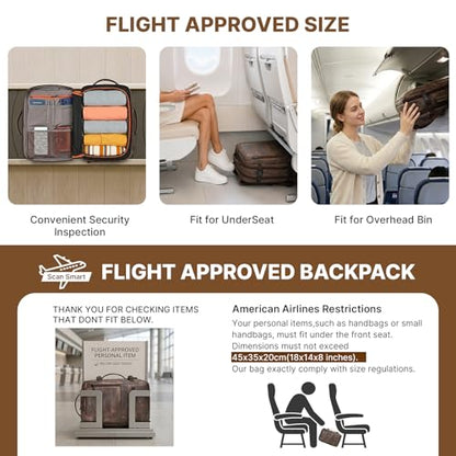 Travel Backpack for Men Women, Carry On Backpack Flight Approved, Coffee - color: Coffee