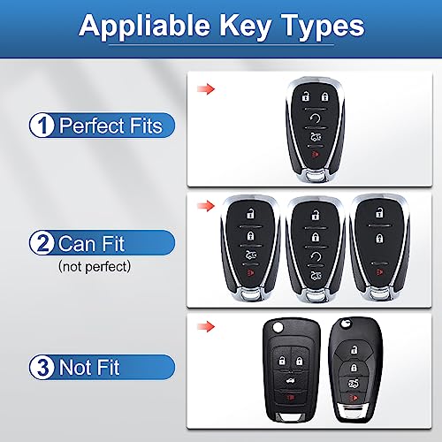 YO&YOYE Compatible with Chevy Key Fob Cover with Keychain Leather Key Case Protector for Chevrolet Equinox Malibu Cruze Camaro Tahoe Silverado Traverse Blazer Sonic (Black, 5 buttons) - size: Model1-black-5buttons