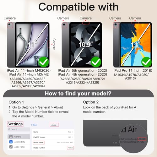 JETech Magnetic Case for iPad Air 11" M4/M3/M2 & iPad Air 5/4, Misty Green | For iPad Air 11" (2026-2024) & Air 5/4 10.9" (2022/2020)&iPad Pro 11 (2018), Slim Smart Design Cover, Lightweight Protection - color: Misty Green