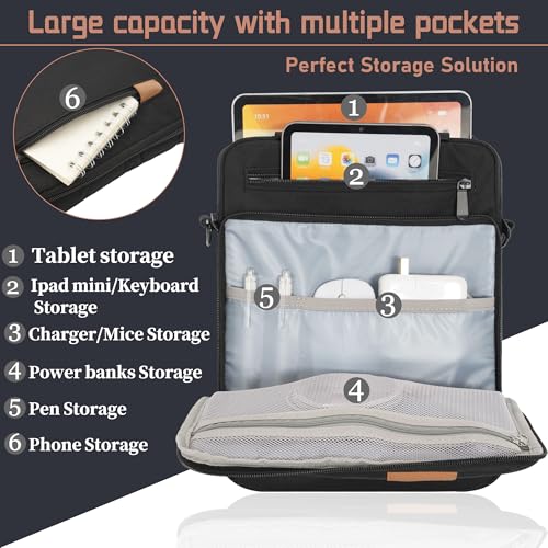 TORIBIO 13 Inch Tablet Sleeve Bag Padded Protective Travel Carrying Case | Fits 13" iPad Air M4 M3 M2, iPad Pro M5 M4 M2 M1, Samsung Galaxy Tab S9 FE+/S9+/S8+/S7 FE/S7+ 12.4" Surface Laptop Go 12.4" - color: Black, size: 12.9 Inch