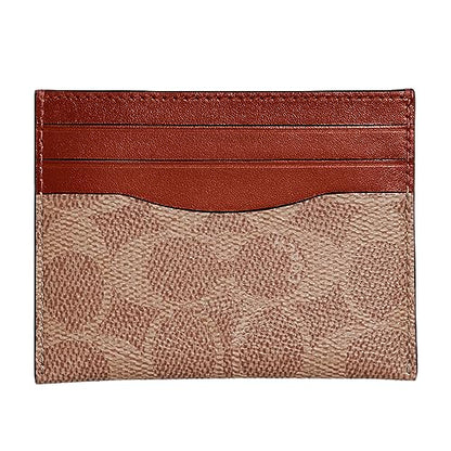 Coach Men's Flat Card Case - color: Tan/Rust