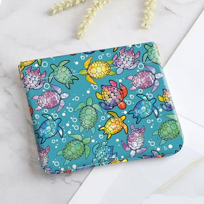 2Pcs PU Leather Small Squeeze Coin Purse Pouch Mini coin Bag Unique And Cute Wallet Cosmetic Bags Change Bag For Women Girls Men Colorful Turtle Pattern - color: Colorful Turtle Pattern