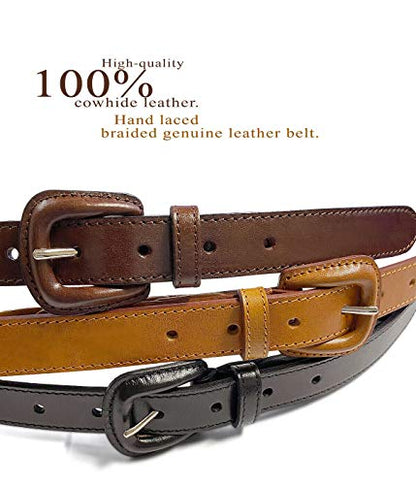 BS251813 - Beltscom Women's Belts Dress Belt Genuine Leather Hand Laced Braided Belt 1" Wide - color: Tan, size: XXL-40