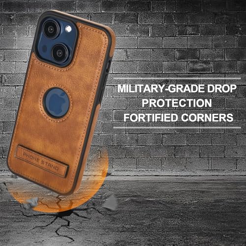 Leather Case for iPhone 13/14, Protective Slim with Kickstand, Built-in Invisible Stand, Compatible with iPhone 13/14 6.1'' (Brown) - color: Brown, size: Iphone 14 / 13