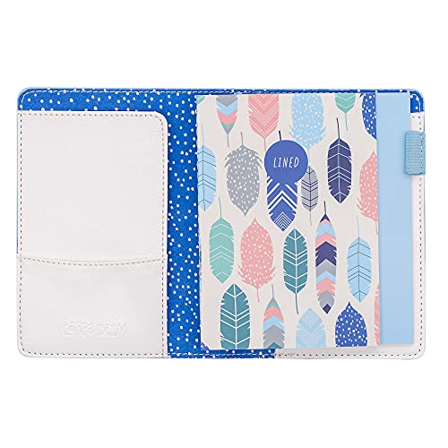 Pukka Pad, Carpe Diem A6 Notebook Cover and Passport Holder - 5.2 x 4.3 in - Features 4 Elastic Note Pad Holders, 2 Inside Pockets, Business Card Slot, and Pen Holder - Feathers - color: Feathers