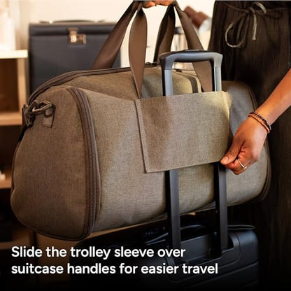 Halfday Convertible 2-in-1 Garment Duffel Weekender 40L, Carry On, Shadow | Folds Flat for Easy Storage, Keep Outfits Neater, Shoe Pockets, Trolley Sleeve, Durable, Water-Resistant, 2-3 Days of Clothes - color: Shadow, style: Original, 40l