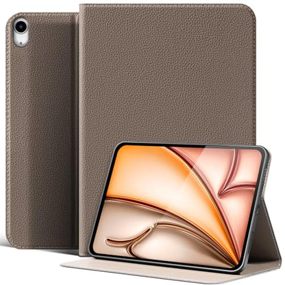 Leather Folio for iPad Air 11" M4/M3/M2 & 10.9" 5th/4th, Gray Brown | 2026-2024 & 2022-2020, Shockproof Smart Cover, Auto Wake/Sleep, Adjustable Stand, NOT for iPad 10th Gen - color: Gray brown