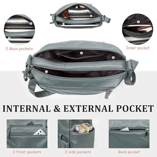 VOLGANIK ROCK Purses for Women Soft PU Leather Shoulder Bag Ladies Crossbody Purse and handbags Lightweight Pocketbook - color: Gray-11.8"