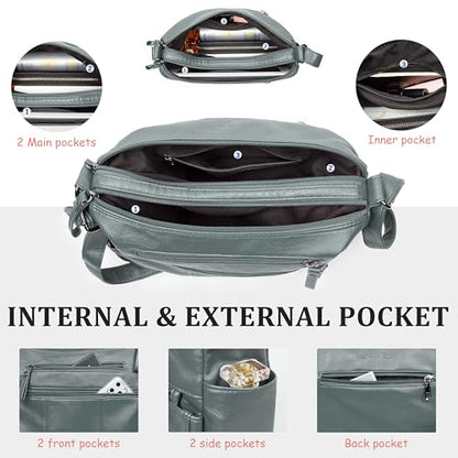 VOLGANIK ROCK Purses for Women Soft PU Leather Shoulder Bag Ladies Crossbody Purse and handbags Lightweight Pocketbook - color: Gray-11.8"
