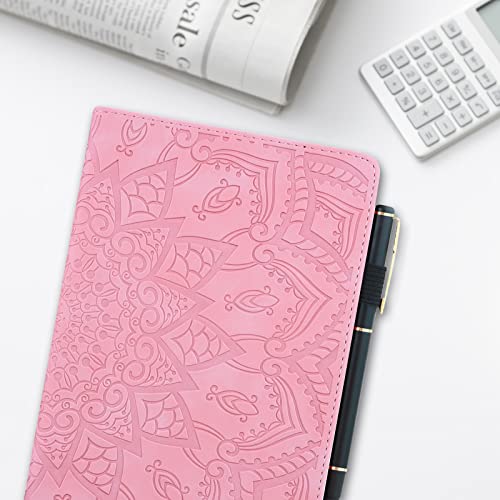Dteck Galaxy Tab S10+ 2024/S9 Plus 2023 Case,Galaxy Tab S8+/S7+/S7 FE Case 12.4 Inch, Mandala Embossed PU Leather Folio Stand Soft Cover Slim Lightweight Elastic Band Protective Card Slot Case,Pink - color: 02 Pink