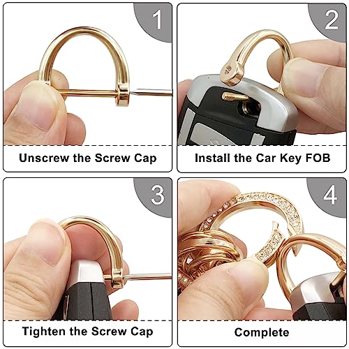 OHKYOOT Leather Wristlet Keychain for Home Car Keys | Key Fob Keychain, Wrist Keychain, Car Key Chain with 5 Key Ring and D Ring for Women Men, Car Key Holder - color: Black