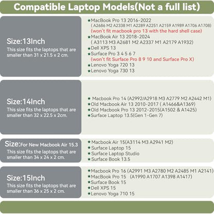 Leather Laptop Sleeve 15Inch 16 Inch Compatible with New MacBook Pro 16, New MacBook Pro 15, Surface Book 15, Dell XPS 15 Color White - color: White, size: 15 Inch