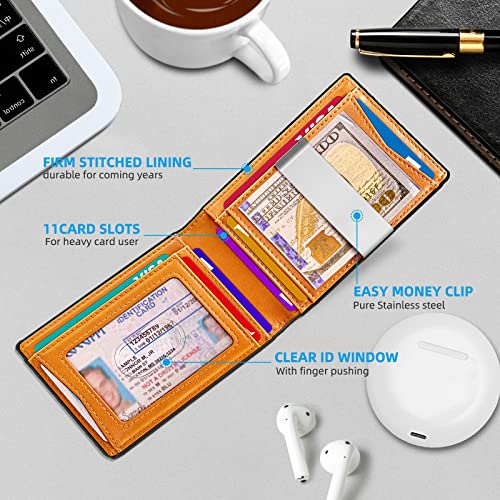BULLIANT Slim Wallet Men, Leather Wallet Front Pocket Card Holders for Gift Men 3"X4.3" - color: Black8508