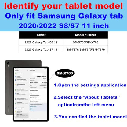 Leather Case for Samsung Galaxy Tab S7/S8 11" 2020/2022 Folio Cover | Genuine Leather Smart Protective Shell Fit X700/X706/T870/T875/T876/T878,S Pen Holder,Auto Wake/Sleep,Shockproof & Drop-Proof - color: Red, size: S7/S8 11 inch