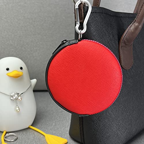 Mini Round Coin Purse with Clip on, Lightweight Waterproof Zipper Pouch for Earbuds, Keys, Coins, Compact Travel Storage Case for Women & Men, Xmas Gift [ Red ] - color: Red