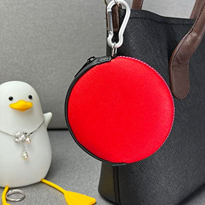 Mini Round Coin Purse with Clip on, Lightweight Waterproof Zipper Pouch for Earbuds, Keys, Coins, Compact Travel Storage Case for Women & Men, Xmas Gift [ Red ] - color: Red