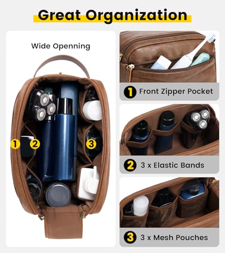 Vorspack PU Leather Travel Toiletry Bag for Men Women - Brown - color: Brown