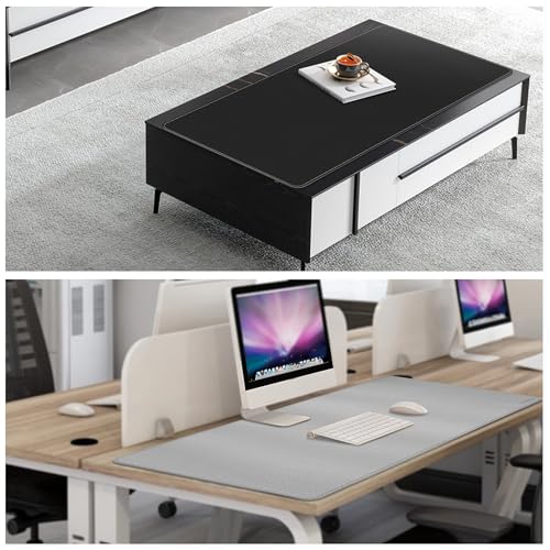 Chihein 47" x 20" 3XL PU Leather Desk Mat (Black/Gray), Dual Sided Desk Pad, Waterproof Computer Desk Bottle for Gaming, Office, Home - color: Light Gray/Black, size: 47.2" x 19.7"