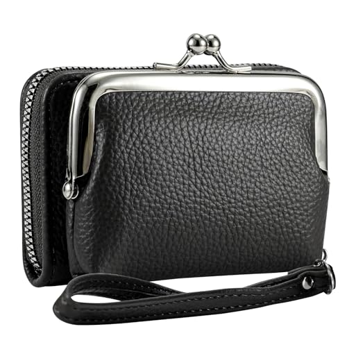 Women's Wristlet Wallet, Card Holder & Coin Purse, Small Change Purse - color: BlackBlack