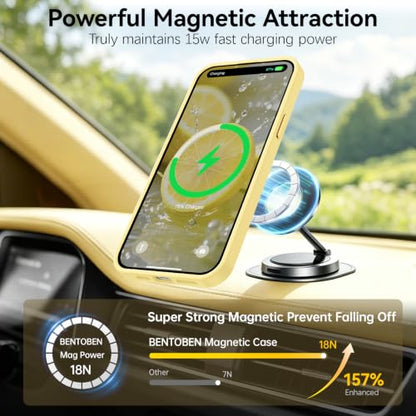 BENTOBEN Magnetic for iPhone 14 Pro Max Case [Compatible with MagSafe] [Military-Grade Protection] Translucent Matte Frosted Slim Shockproof Women Men Phone Case for iPhone 14 Pro Max 6.7",New Yellow - color: New Yellow