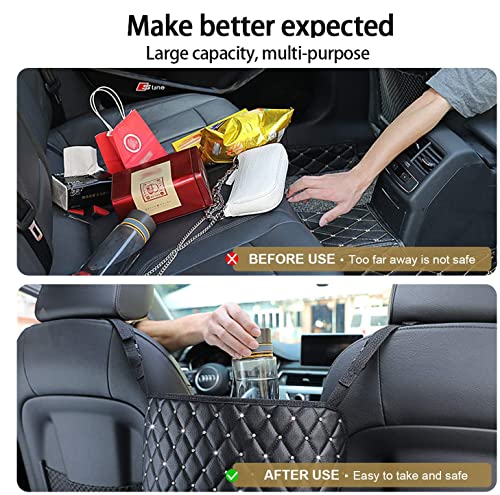 Car Net Pocket Handbag Holder with Diamond Bling Driver Netting Pouch, Handbag Holder Front Seat, Barrier of Backseat Pet Kids Storage & Pocket (Black with Diamond) - color: Black with Diamond