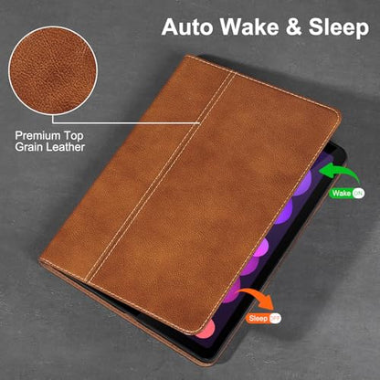 Gexmil Leather Case for iPad mini 7 A17 Pro/iPad mini 6 Gen 8.3 Inch | Genuine Leather Cover for iPad Mini 2024/2021,Protective Smart Folio,Auto Sleep/Wake,Anti Slip,Vegetable Tanned Brown - color: Vegetable Tanned Brown