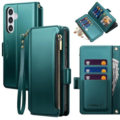 for Samsung Galaxy S26 Plus Wallet Case with Card Holder RFID Blocking PU Leather Zipper Phone Case Flip Folio Protective Cover Wrist Strap Credit Card Slots Kickstand Men Women,Indigo Blue - color: Indigo Blue, size: Samsung Galaxy S26 Plus - 6.7"