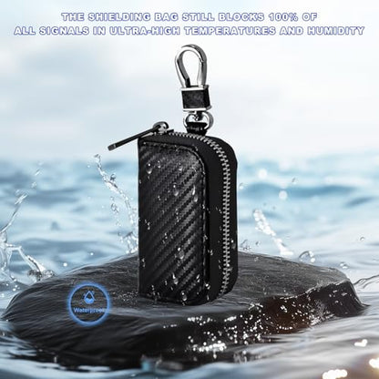 Faraday Bag for Car Keys, Carbon Fiber Car Rfid Signal Blocking Bags Key Protector Tool Anti-theft Fob Case for Storage, Faraday Key Fob Holder Protector Portable Signal Blocker with Zipper