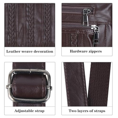 ELDA Crossbody Bags For Women Pocketbooks Soft PU Leather Purses and Handbags Multi Pocket Shoulder Bag - color: Coffee