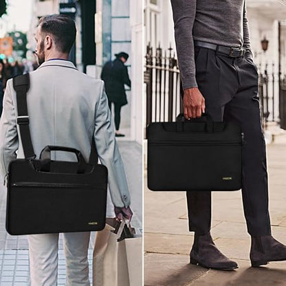 Hseok Laptop Shoulder Bag 15-15.6 inch Shockproof Water-Resistant HandBag with Small Case Compatible with MacBook Pro Neo 16" M5 M4 M3 M2 M1, Mac Pro Air 15", XPS 15/16, Most 15" 15.6" 16",Black - color: Black, size: 15"-15.6"