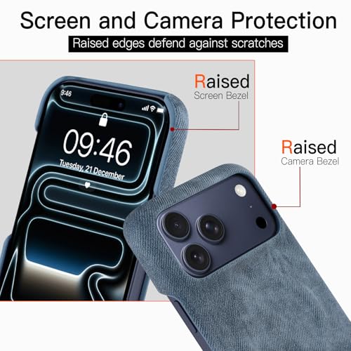 Phone Case for iPhone 17 Pro,Dark-Blue | Magnetic Case, Compatible with Magsafe - Denim Fabric - Slim Fit & Soft Feel - color: Dark blue, size: iPhone 17 Pro