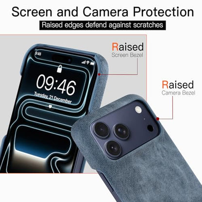 Phone Case for iPhone 17 Pro,Dark-Blue | Magnetic Case, Compatible with Magsafe - Denim Fabric - Slim Fit & Soft Feel - color: Dark blue, size: iPhone 17 Pro
