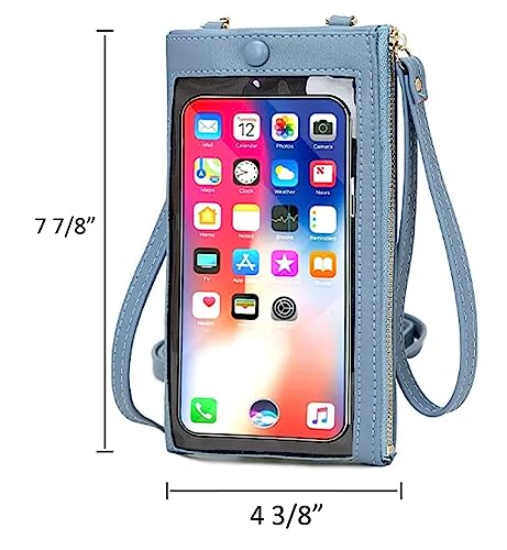 Women Faux Leather Long Wallet Wristlet Handbag with Touch Screen Clear Phone Window (Double Zipped Light Pink) - color: B03 Light Pink - Double Zipper