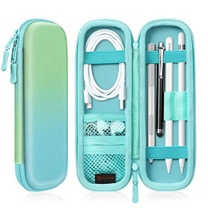 Fintie Holder Case for Apple Pencil Pro, Apple Pencil (USB-C / 1st / 2nd Generation), PU Leather Carrying Bag Sleeve Compatible with Pen, USB Cable, Samsung Stylus, Seaside Ombre | Elastic pen holder with elastic band, removable stylus pocket, pen pocket