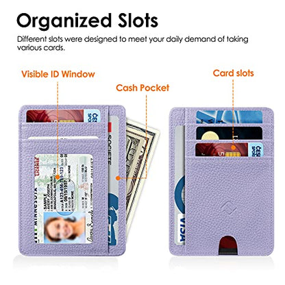 FINTIE Slim Front Pocket Wallet, RFID Blocking Credit Card Holder | Minimalist Card Cases with ID Window for Men Women, Lilac Purple - color: Lilac Purple