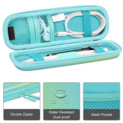 Fintie Holder Case for Apple Pencil Pro, Apple Pencil (USB-C / 1st / 2nd Generation), PU Leather Carrying Bag Sleeve Compatible with Pen, USB Cable, Samsung Stylus, Seaside Ombre | Elastic pen holder with elastic band, removable stylus pocket, pen pocket