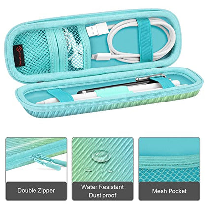 Fintie Holder Case for Apple Pencil Pro, Apple Pencil (USB-C / 1st / 2nd Generation), PU Leather Carrying Bag Sleeve Compatible with Pen, USB Cable, Samsung Stylus, Seaside Ombre | Elastic pen holder with elastic band, removable stylus pocket, pen pocket