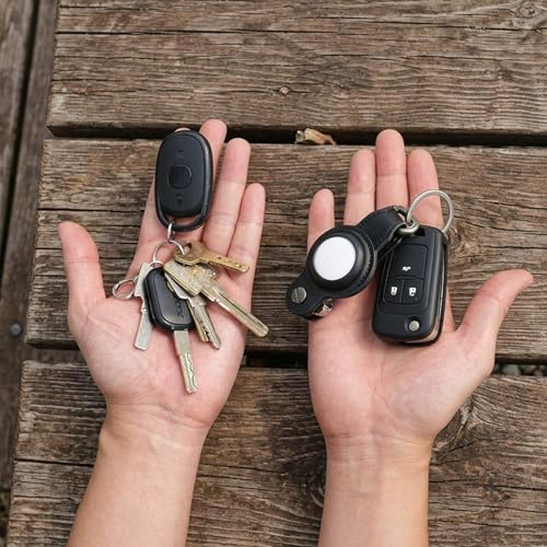 Air Tag Key Organizer, Compact Leather Keychain for Apple AirTag Gen 1/2.[Black, without Airtag]