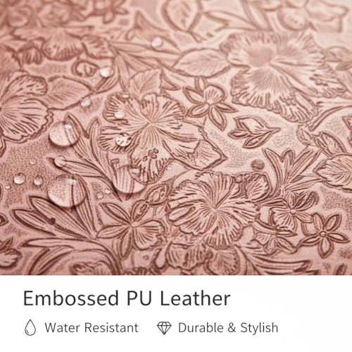 Kinmac Embossed PU Leather 360° Heavy Duty Protective Laptop Sleeve with Poacket (Pink Flower, 16 inch-16.2 inch) - color: Pink Flower, size: 16 inch-16.2 inch