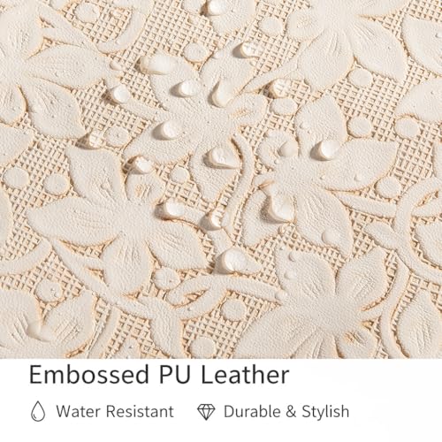 Kinmac Embossed PU Leather 360° Heavy Duty Protective Laptop Sleeve with Poacket (Apricot Floweret, 14 inch-14.6 inch) - color: Apricot Floweret, size: 14 inch-14.6 inch