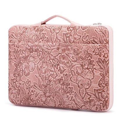 Kinmac Embossed PU Leather 360° Heavy Duty Protective Laptop Sleeve with Poacket (Pink Flower, 16 inch-16.2 inch) - color: Pink Flower, size: 16 inch-16.2 inch