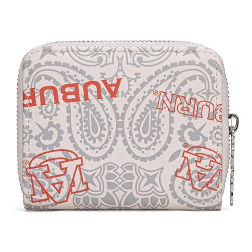 Montana West Auburn NCAA Zip Around Wallet with Lanyard - Game Day Accessory, Embroidered AU Paisley Design NC-AU012BG - color: AU-Beige