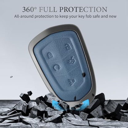 Key Fob Cover Compatible with Cadillac CTS XTS ATS STS XT4 XT5 CT6 SRX - color: Blue