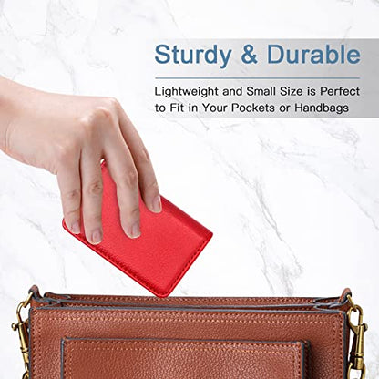 Padike Business Name Card Holder Luxury PU Leather,Business Name Card Holder Wallet Credit card ID Case/Holder For Men & Women - Keep Your Business Cards Clean - color: Red