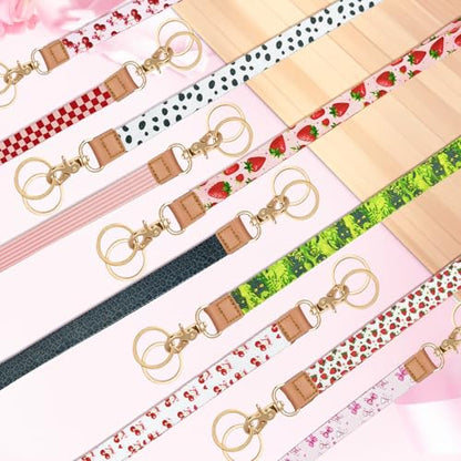 Badge Lanyard for Keys,Long Neck Strap with Metal Hook for ID Badges,Cute Keychain Lanyard for Women Men - color: Cute Strawberry Flower