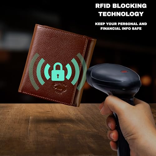 Stealth Mode Leather Trifold RFID Wallet For Men With Flip Out ID Holder | Top grain Napa leather, 3 ID windows, 10 card slots holding 15+ cards — a great gift for dads, husbands, and sons - color: Brown Pebble