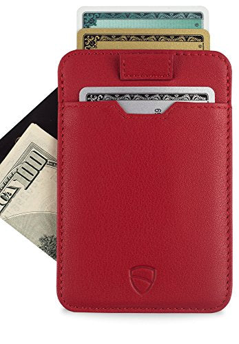 Vaultskin CHELSEA Men's RFID Blocking Slim Leather Wallet (Red) - color: Carmine Red