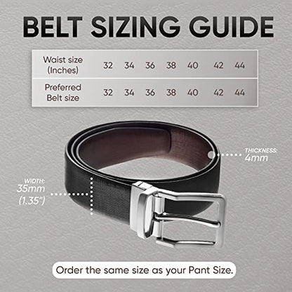 Prospero Comfort Men's Reversible Classic Dress Belt Italian Top Grain Leather Black & Brown Rotating Buckle - color: Criss Cross Design Black & Brown, size: 38